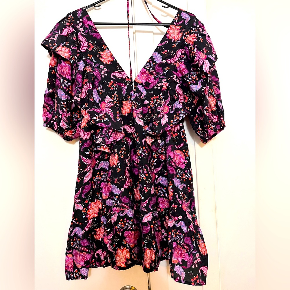 Forever 21 mini dress floral purple pink new M
